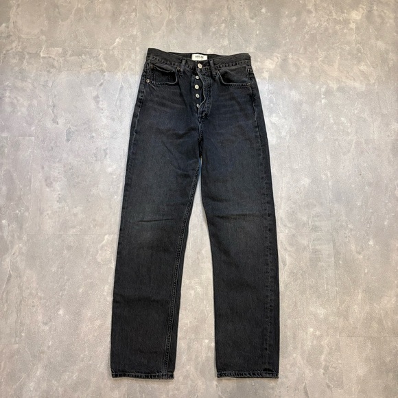 AGOLDE 90s Pinch High Waist Black Straight Leg Jeans Size 23 - Picture 3 of 10